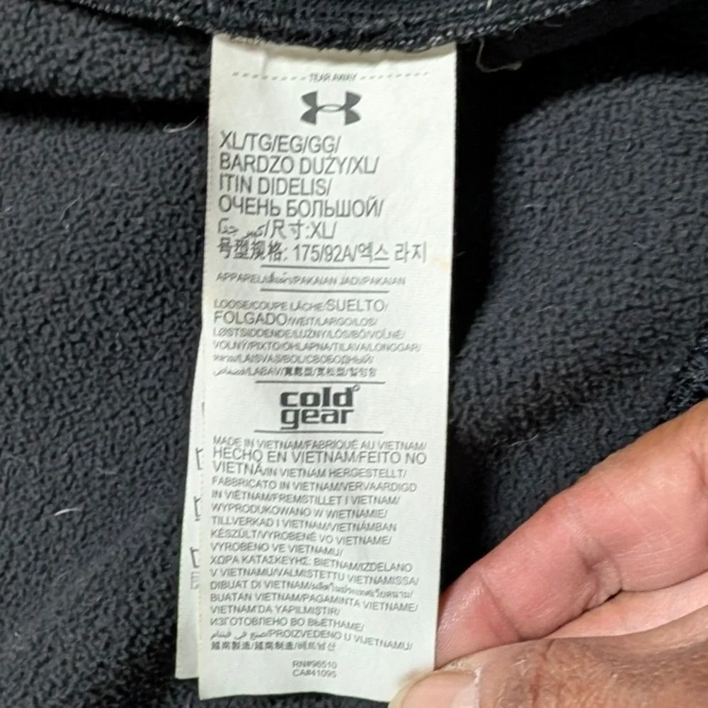 Under Armour ColdGear Boys XL Full Zip Hoodie Black Grey Jacket
